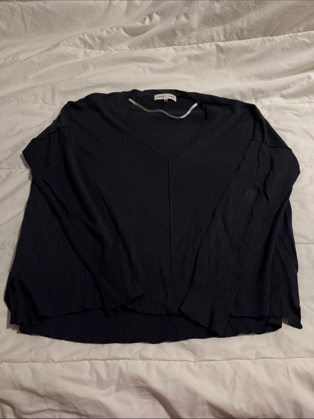 John and Jenn  Black V-Neck Lightweight Sweater